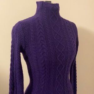 Ralph Lauren Purple Peplum Turtleneck Sweater
